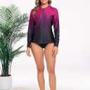 Halcurt Women's Full Zip Long Sleeve Rash Guard Swim Top with Pockets UPF50+ Quick Dry Swimsuit (L)