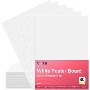 30Pcs VinTS 22x28 White Poster Board, 2 Side Glossy & Matte Thickness Poster Board Bulk for Vision, Science Fair, School Arts (Pack of 30), 36" x 48"