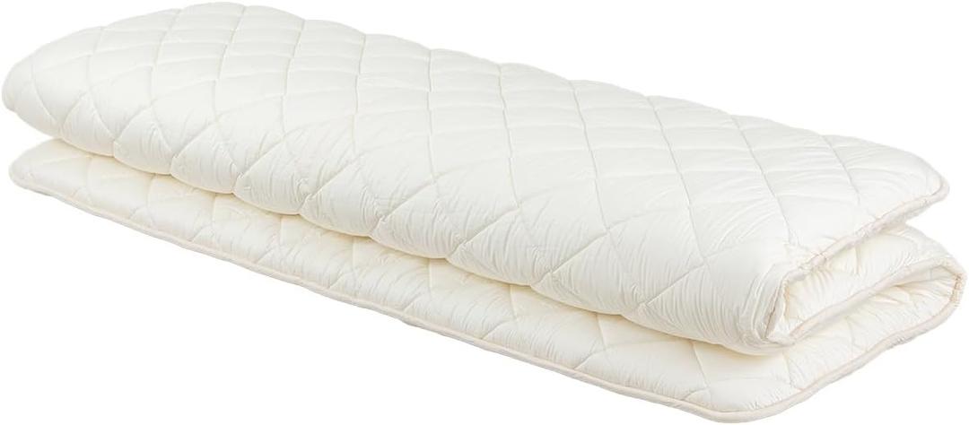 FULI Japanese Futon, Foldable & Portable Floor Lounger Bed, Roll Up Sleeping Pad, Shikibuton, Made in Japan (White, King) (King (79"L x 75"W x 2.5"Th))