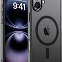 SUPFINE Magnetic for iPhone 16 Case (Compatible with MagSafe) (Military Grade Drop Protection) Translucent Matte Shockproof with Anti-Fingerprint Phone Cover,Black