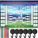2 x qiyeyeye 83x59 Inch World Cup Schedule Poster Polyester Wallchart & Trophy Showcase Soccer Backdrop Banner for International Party Decor Office Bar and Fan Gifts
