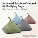 4 pack Naturally Activated Bamboo Charcoal Air Purifying Bags | Natural Home Deodorizer Bag | Charcoal Bag Odor Absorber For Pets | Odor Eliminator & Moisture Absorber Air Freshener Bag (200g Pyramid)