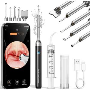 Upgraded Tonsil Stone Remover with Camera, Visual Tonsil Stone Removal Kit with 6 LED Light, Tonsil Stone Removal Tool Camera with 1080P, 5 Head Attachments, for iOS & Android (Black)