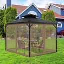 Gazebo Universal Replacement Mosquito Netting, 10'x12' Gazebo Netting Outdoor, 4-Panel Screen Walls for Outdoor Patio with Zipper (Mosquito Net Only) (Brown)