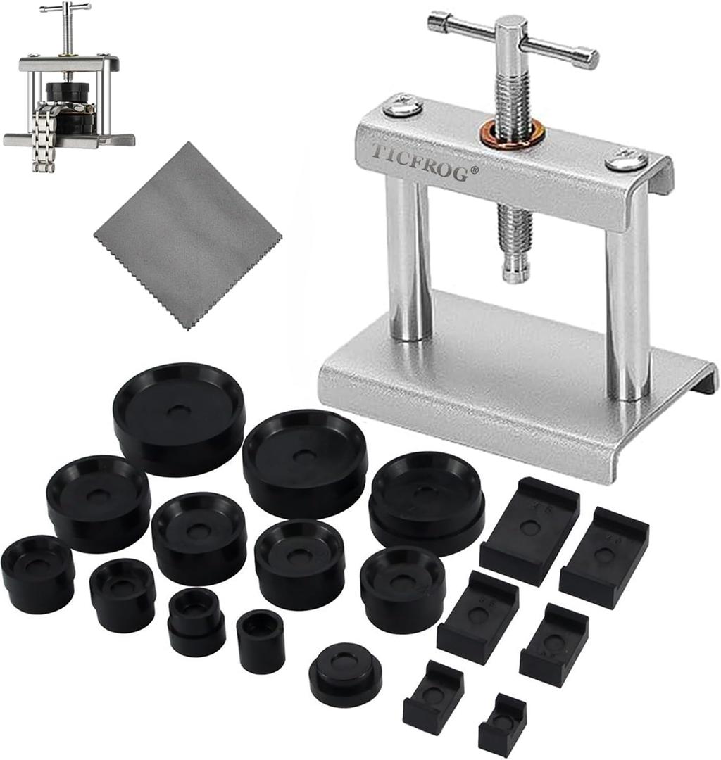 Watch Press Tool, Back Case Closer for Closing The Cover, Watch Battery Replacement, Repair Kit for Wristwatches with 18PC Molds, Compatible with Round Square Rectangular Dials and Backs