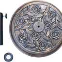 Backyard Expressions Round Patio Umbrella Base  Heavy Duty Resin-Coated Calcium Carbonate Stand with Adjustable Pole Adapters Fits 1.5"2" Poles, Weather-Resistant