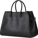 Leather Tote Bags for Women Large Tote Bag Retro Top-handle Bag Trendy Work Bag PU Leather Purse 2025 (11.4" x 7.5" x 9.8", Black)