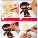 24 Set Ninja Party Favors - with Magnets Diamond Stickers Glitter Glue Pens - Karate Party Favors for Kids - Non-Toxic DIY Wooden Ninja Paint Crafts - Goodie Bags Gifts Prizes for Kids Boys Toddler