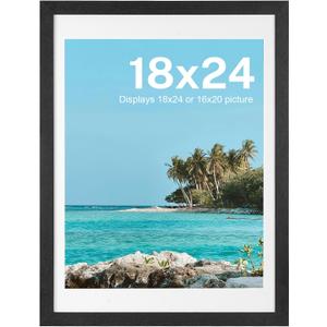 HOUSE DAY Poster Frames 18 x 24 MDF Wood and Polished Plexiglass 18x24 Frame without Mat or 16x20 with Mat, Horizontal or Vertical Wall Mounting 18 x 24 Poster Frame 18x24 Poster Frame Black Frames for Large Size Picture 1 Pack