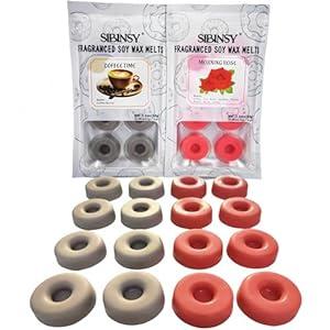 Sibinsy 16 Donut Soy Scented Wax Melts Wax Cubes Strong Scent for Warmers Coffee Rose