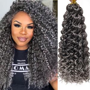 Pack of 7 Curly Crochet Hair GoGo Curl Crochet hair for Black Women Deep Wave Braiding hair, Synthetic Bohemian Crochet Braid Water Wave Crochet hair Extensions (Tgrey, 18inch)