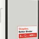 Staples Heavy-Duty 3-Inch D-Ring Binder, White Large Capacity 3-Ring Binder with Pockets, Holds Up to 600 Sheets