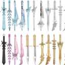 Ancient Sword Pens, 24 Pcs Cool Sword Shaped Gel Ink Pens in 12 Styles, Novelty Plastic Sword Pens Gifts for Christmas, Birthday