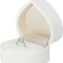LETURE Velvet Jewelry Ring Gift Box, Heart-Shaped Wedding Ring Earring Stud Holder Case for Engagement, Proposal, Anniversary, Rings Storage Display Box (White)