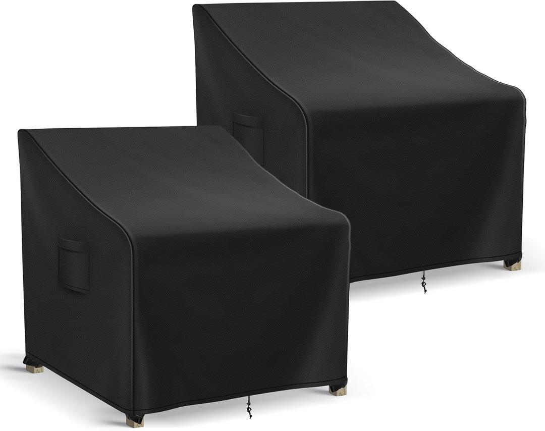 Richwon Patio Furniture Covers Waterproof for Chairs, Lawn Outdoor Chair Covers 2 Pack, Patio Chair Covers for Outdoor Furniture Fits up to 29W x 30D x 36H inches, Black