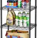 SINGAYE 4 Small Wire Shelves Kitchen Pantry Close Home Organizers and Storage Bathroom Shelf Laundry Room Organization Adjustable Book Metal Garage Shelving Unit (4-Black 11.8"D X 18"W X 45.2"H, Black)