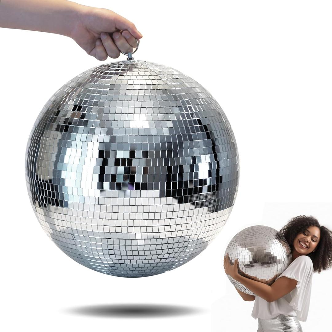 Large 16 Inch Mirror Disco Ball - Hanging Party Decoration for DJ, Club, Stage & Wedding