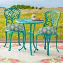 FUNHOME 15"x15"x4" Bistro Chair Cushion Set of 2, Water Repellent Round Outdoor Chair Cushions with Ties, Patio Tufted Chair Pads for Home Garden (Fair Green)