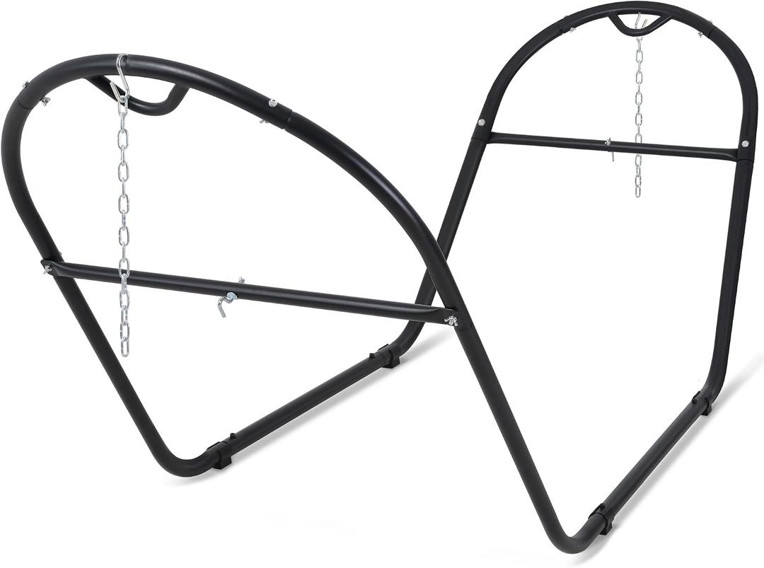 SUNCREAT Universal Steel Outdoor Hammock Stand Only, Heavy Duty, Weather-Resistant Hammock Stand for Outside, Fits 9.5 to 14 Feet Long Hammock, 475-Pound Capacity, Patent Pending, Black
