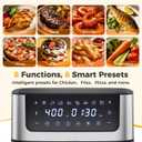 NEWBULIG Air Fryer 6.34QT Airfryer with Visible Window 400℉ Fast Heating Stainless Steel Air Fryers Oven with Nonstick and Dishwasher-Safe Basket 8-in-1 Cooking Preset with Timer Auto-Off, 6.34 Quarts