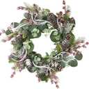 CISDUEO Christmas Wreath for Front Door Christmas Door Wreath with Pine Needles Pine Cones and Red Berries Snow Winter Wreaths for Front Door Outside Window Mantle Indoor Outdoor Xmas Decoration