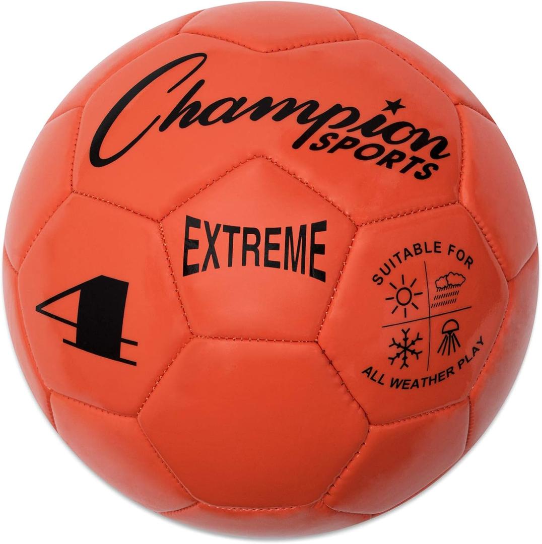 Champion Sports Extreme Series Soccer Ball, Size 4 - Youth League, All Weather, Soft Touch, Maximum Air Retention - Kick Balls for Kids 8-12 - Competitive and Recreational Futbol Games, Orange