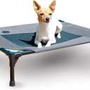 K&H Pet Products Outdoor Elevated Dog Cot, Breathable Cooling Elevated Cot Hammock Pet Bed for Medium Dogs, Washable Mesh Cover, Raised Metal Frame, Collapsible, Portable - Medium 32 X 25in Gray