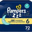 Pampers ZZZ Overnight Diapers, Size 6 (35+ lbs), 72 Count, Nighttime Protection Disposable Baby Diaper, Night Time Leak and Skin Protection