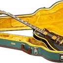 Crossrock Master Series - Wooden Les Paul Electric Guitar Case - Security Lock, Genuine Leather Handle, Reinforced Hardware, Metal Feet, Storage Space- Malachite Blue Tweed (CRW720LMB)