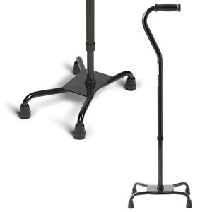 Medline Aluminum Quad Cane with Large Base for Balance, Knee Injuries, Leg Surgery Recovery & Mobility, Portable, Lightweight Walking Aid for Seniors & Adults
