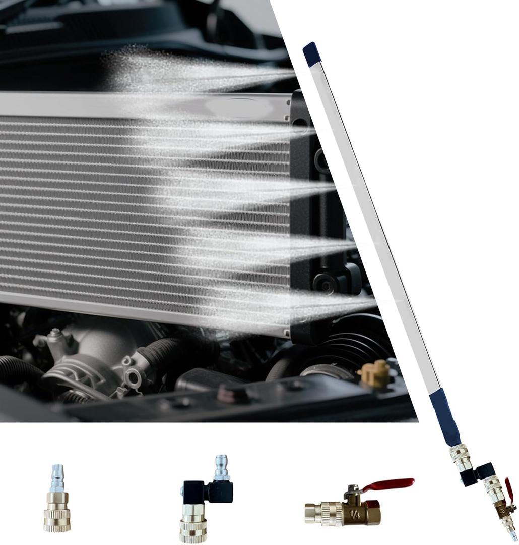 Radiator Cleaning Wand: 47"/39"/32"/24" Selectable Length | Max 4500 PSI with 360 Swivel Quick Coupler & Embedded Punched, Pressure Washer kit for Car/Truck, Condensers & Heavy Machinery