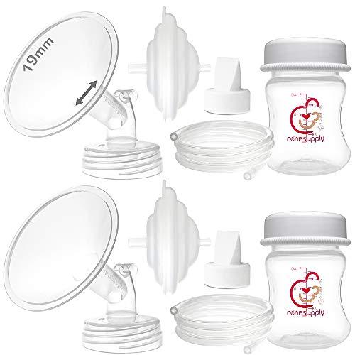 Nenesupply Pump Parts Compatible with Spectra S2 S1 9 Plus Breast Pump to Replace Spectra Pump Parts S2 Accessories Flange 19mm Duckbill Valve Tubing Pumping Bottles Backflow Protector