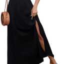 GORGLITTER Women's Boho Flowy A Line Maxi Skirt Summer Beach Trendy Vacation Slit High Waisted Split Long Skirts (Medium)
