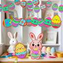 100 PCS Easter Crafts Kit for Kids DIY Foam Stickers - Bunny Eggs Baby Chicks Cutouts for Easter Bulletin Board & Classroom Decorations, Spring Party Home Wall Decor Crafts Supplies