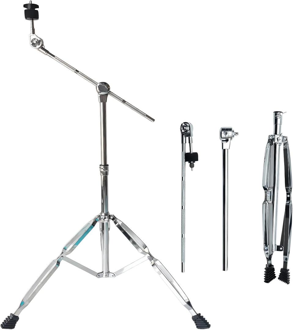 Cymbal Stand, Drum Hardware, Adjustable, Heavy Duty, Non-Slip, Sturdy Straight & Boom Combo, Double Braced Legs, , Hi-Hat Cymbals，Ideal for beginners, novices, and amateur drummers