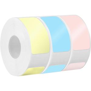 3 x iEager Label Maker Tape, 15mm x 30mm, 3 Color Sticker Thermal Paper, Household Storage Labels, Self-Adhesive Label Tape, Set of 3 (Blue,pink,yellow)