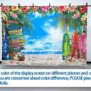7x5ft Summer Hawaiian Beach Photography Backdrop Tropical Flower Palm Leaves Surfboard Background for Luau Aloha Party Decoration Banner Photo Booth