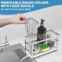 Hvisso 2-Tier Kitchen Sink Caddy with High Brush Holder, Sponge Holder for Sink, Kitchen Storage Organization Sponge Rack, Home Apartment Essential Gadgets Accessories (Silver)