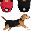 2-Pack Dog Diapers Female |Puppy Essentials Washable & Reusable,Suitable for Period Diapers, Dog Pants to Prevent LickingBlack&red, XL