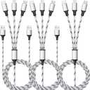 Multi Charging Cable, 5ft 3Pack Multi Charger Cable Nylon Braided Multiple USB Universal 3 in 1 Charging Cord Adapter with Type-C, Micro USB Port Connectors for Cell Phones and More