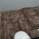  Bathroom Rug Set 3 Piece Non-Slip Soft Absorbent Bath Mats Solid Color Floor Mat U-Shaped Toilet Mat Toilet Lid Cover for Tub Shower Bathroom (Brown)