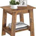 Garvee End Table, Side Table with 2-Tier Storage Shelf, Sofa Table for Small Space, Square Nightstand for Entryway, Farmhouse, Living Room, Easy Assembly, Rustic Brown