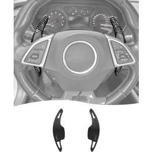 Hoolcar Carbon Fiber Aluminum Steering Paddle Shifter Extension Cover Trim Fit for 2017 + Chevy Chevrolet Camaro/Corvette C7 2014-2019 Interior Accessories Shift Paddle Extensions