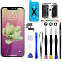 Brinonac for iPhone X Screen Replacement Kit, 5.8" Full HD Retina LCD Display COF Touch Screen Digitizer Assembly Set with Repair Tools, Waterproof Adhesive, Tempered Glass