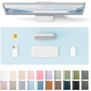 YSAGi Leather Desk Protector, Office Mat, Large Mouse Mat, Non-Slip PU Leather Blotter, Laptop Pad, Waterproof Writing Pad for Office and Home (Baby Blue, 23.6" x 13.8")