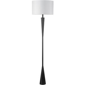 Globe Electric 67224 70" Floor Lamp, Matte Black Finish, White Fabric Shade, Modern Tapered Frame, E26 Base, Contemporary Living Room and Bedroom Lighting