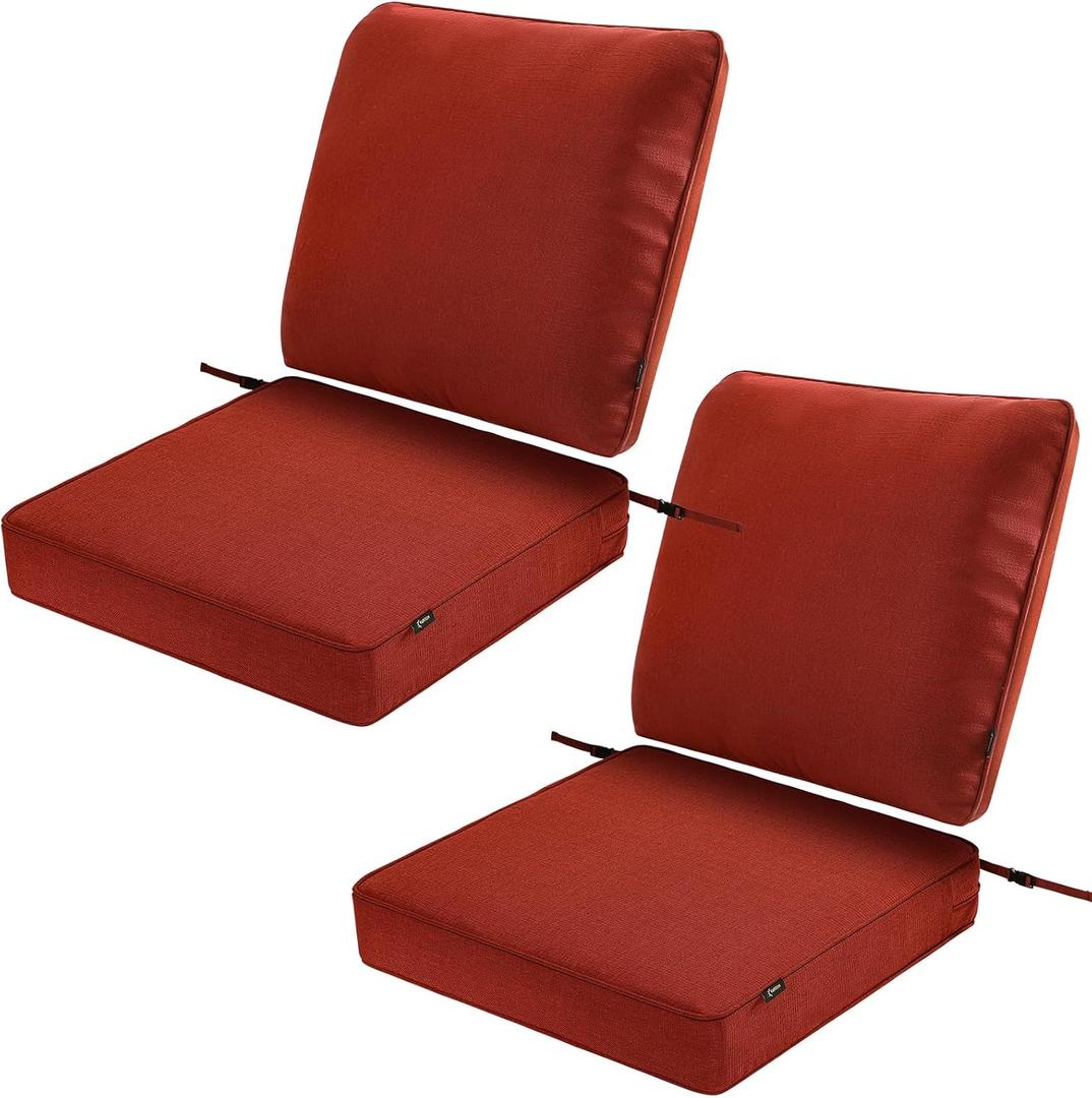 SUNROX 2 Pack Outdoor Chair Cushions Waterproof & FadeShield Patio Furniture Cushions, All-Weather Quick-Dry Deep Seat Cushions with DryMesh Drainage Replacement Cushions for Sofa Couch 23x25 Inch