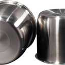 2Pcs 4.25inch Stainless Trailer Wheel Center Caps Push Through 4.25" Bore 3.66" Tall Hub Cap for Truck SUV RV Wheel Rim, Brushed Black Chrome Sunburst Wheel Cover