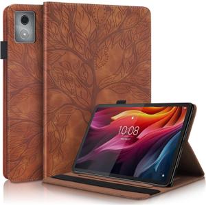 TIPOYOROO Case for Lenovo Tab M11/ K11 LTE 11 Inch 2024 (TB330FU) PU Leather Protective Case Lightweight Flip Stand with Elastic Band & Card Holder - Brown