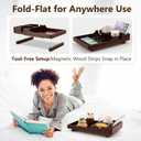 Sofa Insert Tray for Middle Seat,Bamboo Couch Table with 2 Cup Holders,Fits Armless Sofa & Sectionals,Fold-Flat Tray for Drinks,Snacks & Remotes,Brown